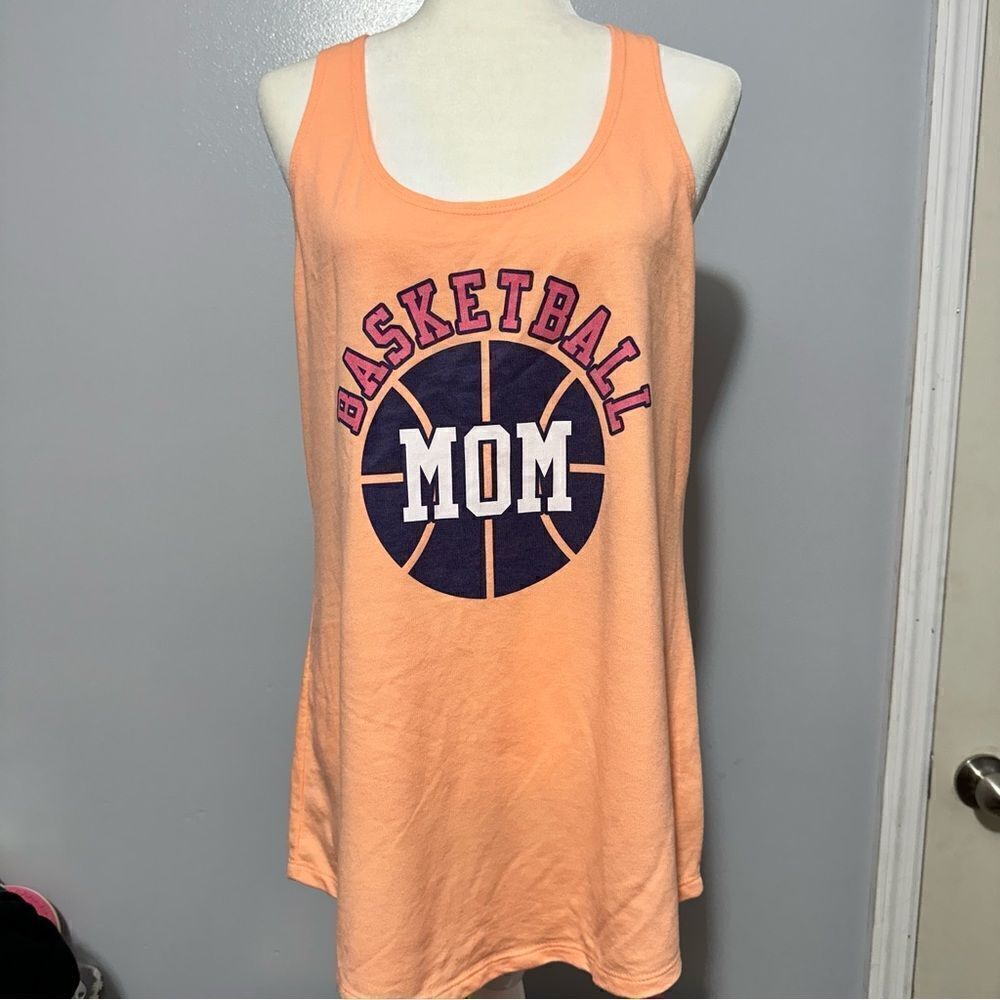 Next Level orange basketball mom tank top size XXL